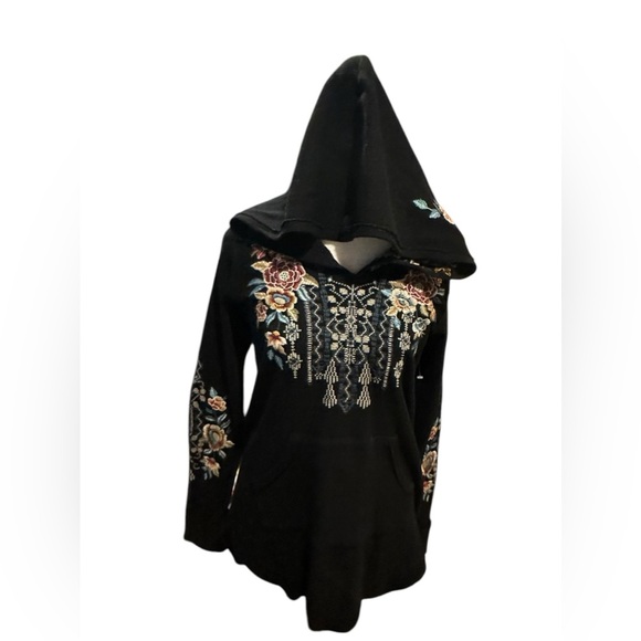 Johnny Was Embroidered Floral Bohemian Reverse Stitch Pullover Hoodie size S - Picture 2 of 13